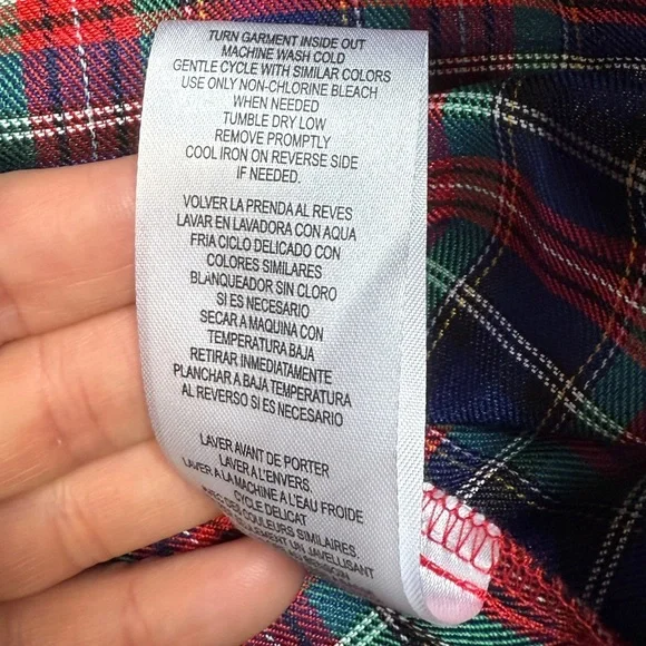 Laura Ashley: Girls.Navy / Green / Red Smocked Plaid Holiday Dress, Size 3T - Picture 10 of 12